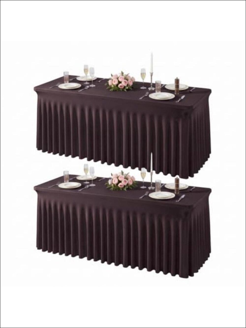 Spandex Table Covers for 6 Foot Rectangle Tables Wrinkle Free Stretch Tablecloth